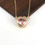 Collar de circón con incrustaciones de cobre en forma de corazón elegante de moda estilo IG