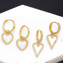 Pendientes colgantes chapados en oro de 18K con incrustaciones de concha de cobre y circonita, estilo Simple, a la moda, 1 pieza