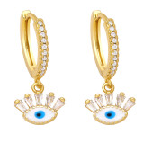 Moda Evil Eyes Shaped Mujer Incrustación Zircon Goteo Eardrop Cobre