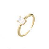 Anillo de circonio con microincrustaciones de moda Anillo de cobre ajustable con apertura de diamante verde