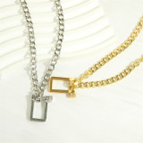 Collar con colgante chapado en oro de 18 quilates con revestimiento de cobre cuadrado de estilo simple hip-hop