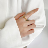Anillo de moda ajustable con apertura simple de acero inoxidable hueco