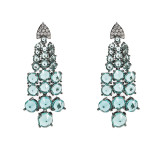 1 par de pendientes colgantes de circonita de cobre con incrustaciones de borlas glamorosas