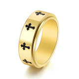Anillos de acero inoxidable con cruz de hip-hop de 1 pieza
