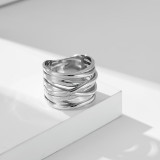 Anillos geométricos de acero de titanio de moda que pulen anillos de acero inoxidable