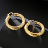Pendientes de oro de 18 quilates chapados en cobre redondos simples de moda para mujer