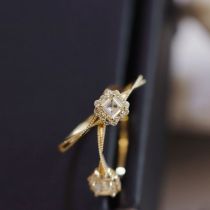 Anillos abiertos de diamantes de imitación con incrustaciones de cobre chapado en color sólido cuadrado elegante