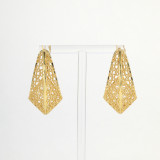 Pendientes colgantes huecos chapados en oro y cobre geométrico elegante, 1 par
