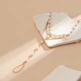 Pulseras de borlas de cobre con perlas de imitación geométricas de estilo simple de playa de vacaciones