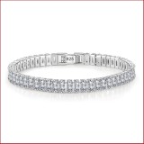 Joyería de mano Simple moda femenina cadena gruesa pulsera de cobre de diamante de circón Rectangular