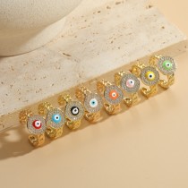 Anillos abiertos chapados en oro de 14K con incrustaciones de esmalte de cobre y ojo de diablo redondos de estilo clásico informal