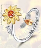 Anillo abierto de circón con incrustaciones de cobre chapado en flor de moda 1 pieza