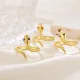 Anillos abiertos chapados en oro de 18 quilates con circonita chapada en acero inoxidable con serpiente de estilo vintage