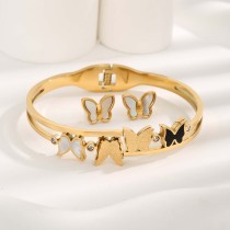 Pendientes de pulseras chapadas en oro con incrustaciones de acero y titanio de resina de mariposa para viajes a la playa