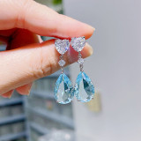 Pendientes colgantes de circonita con incrustaciones de cobre y gotas de agua elegantes, 1 par