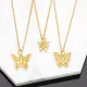 Collar con colgante de circonio chapado en oro y cobre con forma de mariposa, estilo vintage, 1 pieza