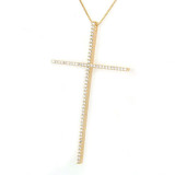 Collar con colgante chapado en oro con incrustaciones de cobre y cruz de estilo simple