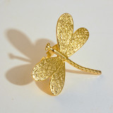 Anillos chapados en oro con incrustaciones de esmalte de acero inoxidable, mariposa, flor de sector exagerada, estilo vintage