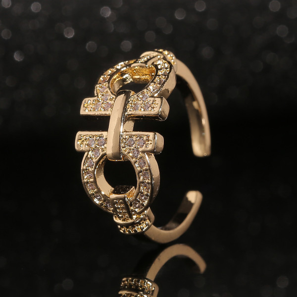 Anillo de cobre de circón con microincrustaciones de joyería Simple de Corea, anillo de nicho de diseño único