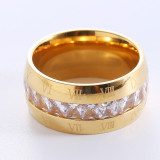Anillos chapados en oro de 18K con incrustaciones de diamantes de imitación chapados en acero inoxidable de color sólido romántico elegante