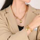 Collar plateado oro de las pulseras de la cadena 18K del acero inoxidable de la forma del corazón del estilo simple