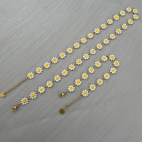 1 Juego de collar de pulseras de mujer esmaltadas de acero inoxidable con flores dulces