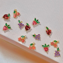 Pendientes lindos de cobre con forma de fruta Pendientes de cobre con incrustaciones de circón