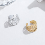 Nuevo anillo hueco de acero inoxidable con apertura Retro, anillo de moda de acero de titanio ajustable