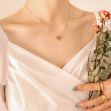 Conjunto de aretes de oro de 18 quilates con collar de costura en forma de corazón de moda