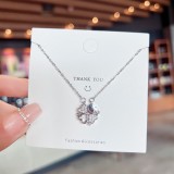 Collar de diamantes de imitación con incrustaciones de acero titanio y mariposa con cara sonriente en forma de corazón a la moda, 1 pieza