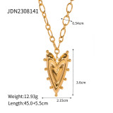 Collar con colgante chapado en oro de 18 quilates de acero inoxidable con forma de corazón de estilo romano retro