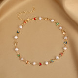 Collar de cobre con cuentas de mariposa, ojo del diablo, moda, 1 pieza