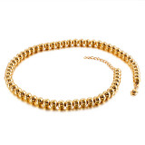 Collar de pulseras chapadas en oro de 18 quilates con revestimiento de pulido de acero de titanio de color sólido de hip-hop