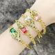 Pulseras chapadas en oro de 18 quilates con incrustaciones de cobre y guepardo de moda exagerada de hip-hop