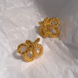 1 par de aretes chapados en oro de 18 quilates con revestimiento geométrico de estilo clásico