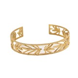 Brazalete chapado en acero inoxidable con hojas de moda 1 pieza