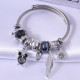Pulseras de puño de cristal artificial con incrustaciones de acero inoxidable Lady Animal