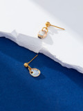 1 par de pendientes colgantes de cobre con perlas barrocas geométricas de estilo clásico para mujer