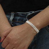 Joyería al por mayor, joyería Simple de pulsera de acero de titanio con diamantes de imitación de trébol de cuatro hojas