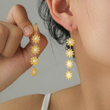 1 par de pendientes colgantes de cobre con flores pastorales