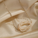 Collar de perlas con cuentas de cobre ovaladas estilo IG
