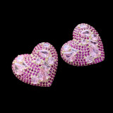 1 par de pendientes de circonita de cobre con incrustaciones en forma de corazón estilo hada