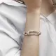 Pulseras chapadas en plata con dije de cobre rectangular y candado de letra retro