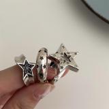 Anillo abierto con baño de cobre y estrella retro