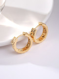 Pendientes Chapados en Oro Cobre de Color Sólido de Moda 1 Par
