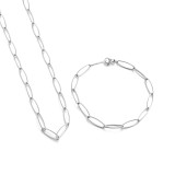 Conjunto de pulsera de cadena de clavícula ovalada de titanio simple, joyería al por mayor