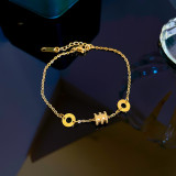 Moda Constelación Forma de corazón Flor Titanio Acero Incrustaciones Oro Zircon Pulseras 1 Pieza