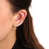 1 pieza Clips para las orejas de circonio perla con incrustaciones de cobre chapado en estrella dulce