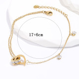 Pulseras de acero inoxidable con letras circulares a la moda, pulseras de acero inoxidable con diamantes de imitación calados de retales artificiales, 1 pieza