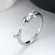 Anillo abierto de circón con incrustaciones de cobre chapado en tiburón de moda 1 pieza
